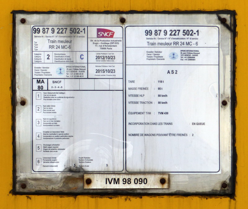 99 87 9 227 502-1 Speno RR 24 MC 6 (2014-10-04 Infrapôle LGV A de SPDC) (3).jpg